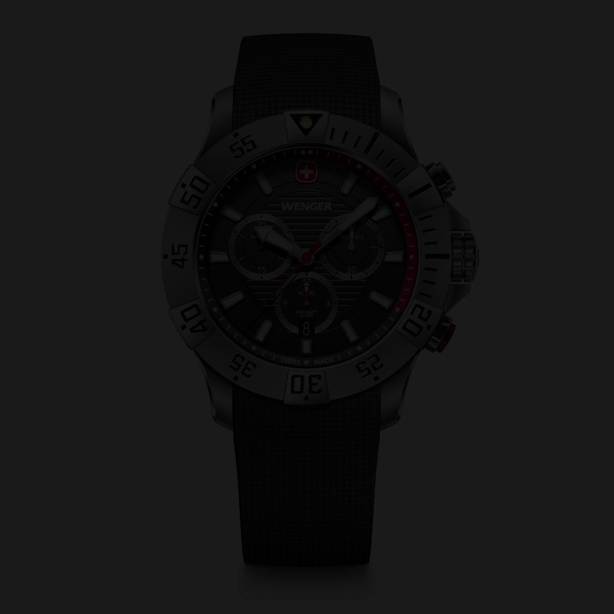 WENGER - Reloj Seaforce Chrono correa silicon negro dial negro 43 mm Wenger