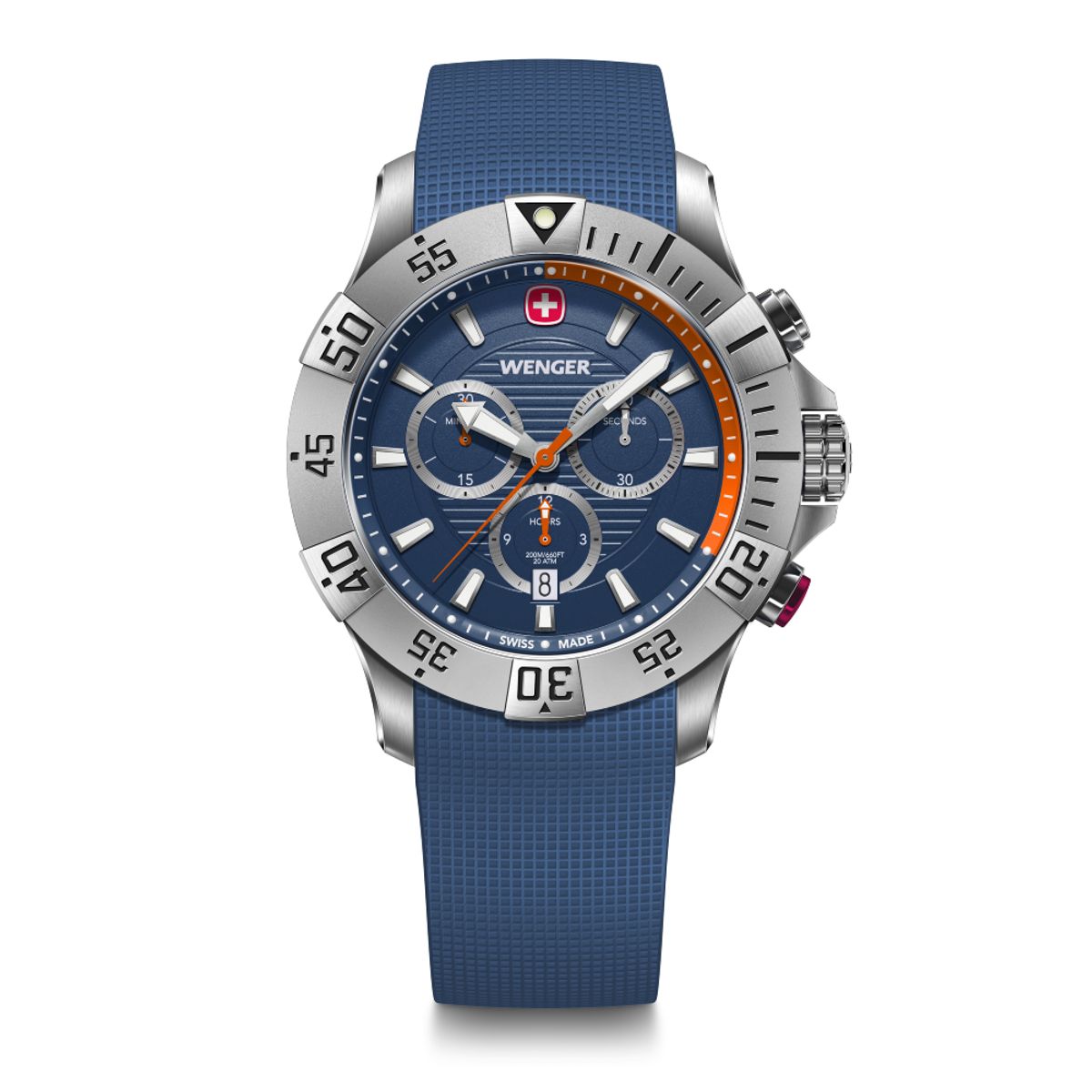 WENGER - Reloj Seaforce Chrono correa silicona azul dial azul 43 mm Wenger