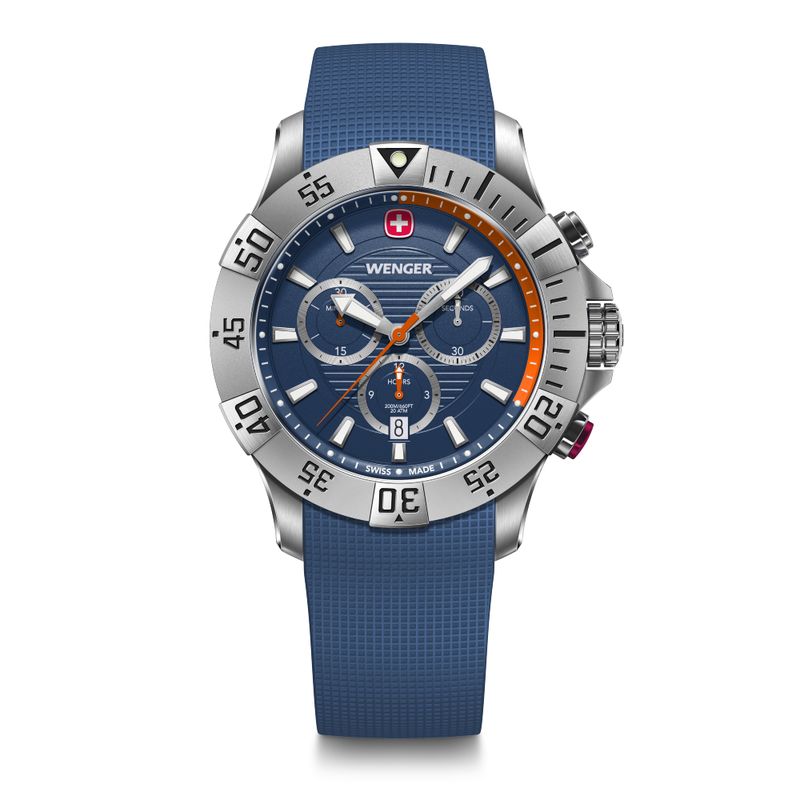 WENGER - Reloj Seaforce Chrono correa silicona azul dial azul 43 mm Wenger