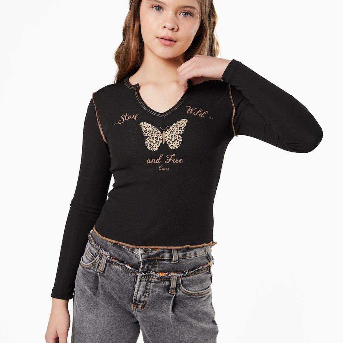 CACAO - POLERA LAKE REGULAR ABERTURA ESCOTE CACAO