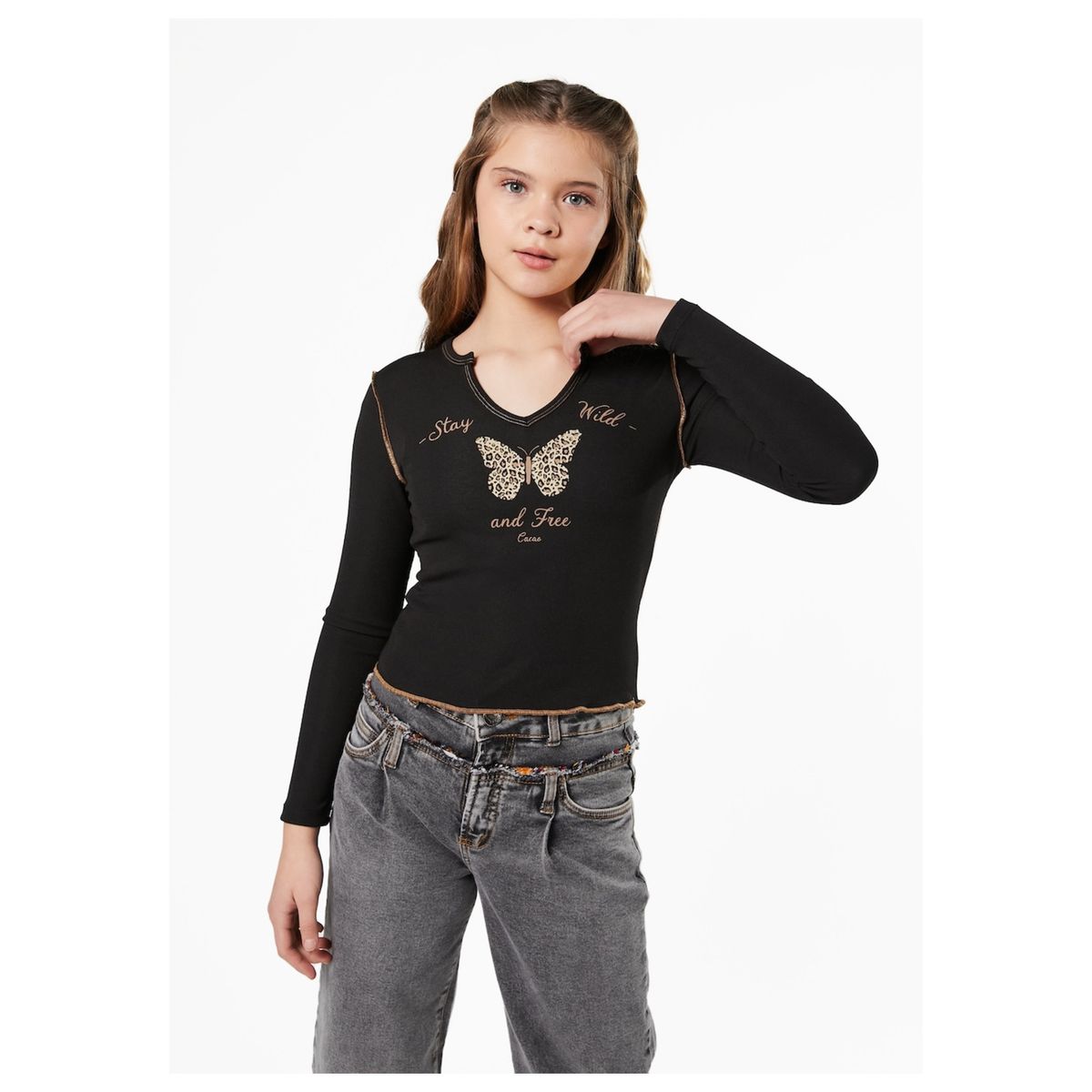 CACAO - POLERA LAKE REGULAR ABERTURA ESCOTE CACAO