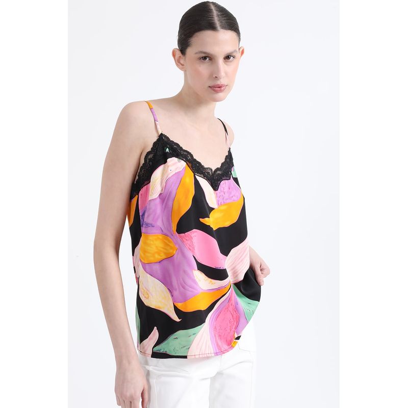 LIOLA - Top Lencero Estampado, Negro Liola