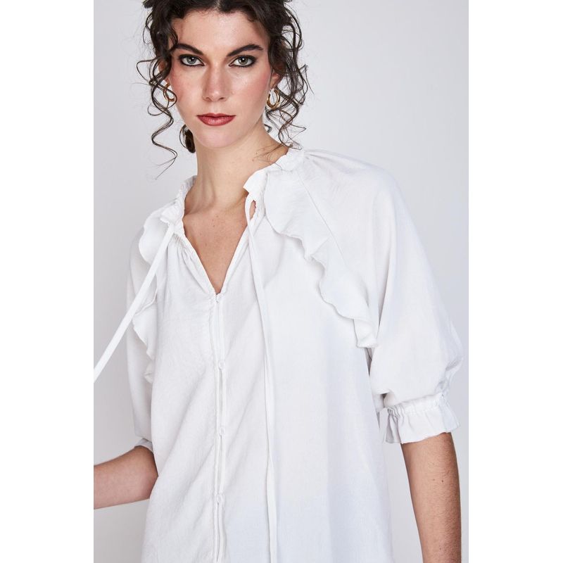 ECLIPSE - Blusa Vuelos Estampada Violeta Blanco Woman by Eclipse WOMAN BY ECLIPSE
