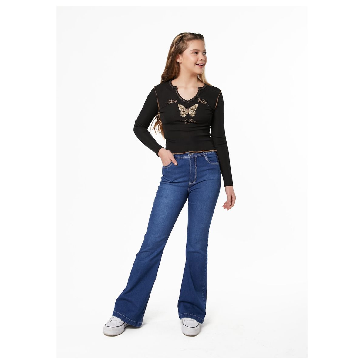 CACAO - JEANS GORI FLARE BOLSILLO TRASERO TAPETAS CACAO