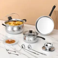 AIZO - Juego de cocina acero inoxidable engrosado para 2 personas