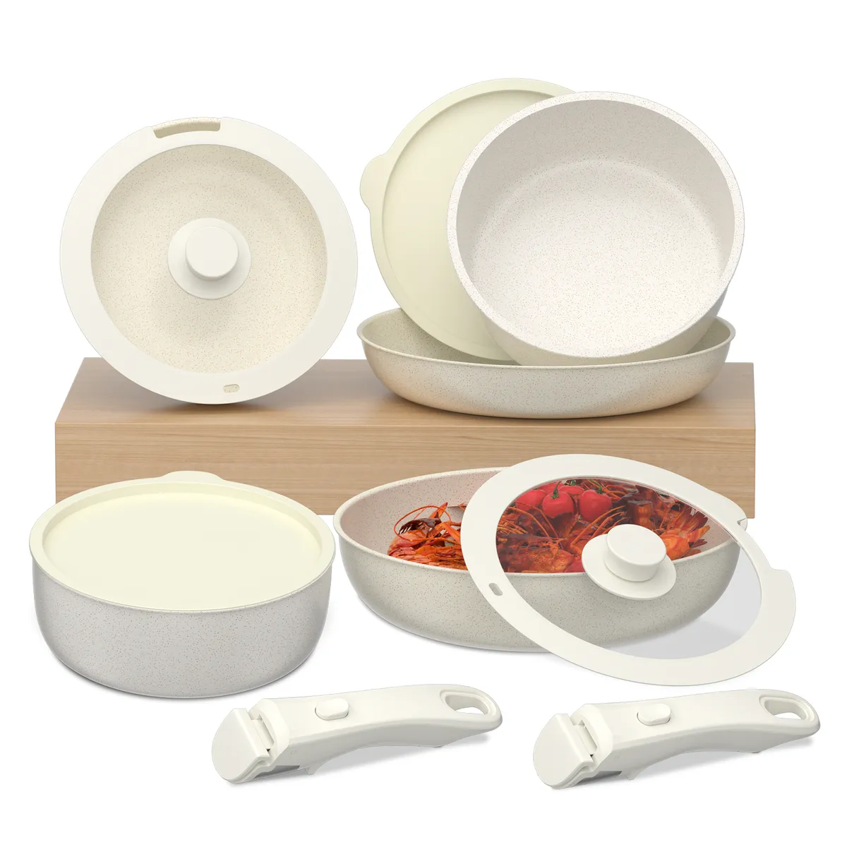 AIZO - Batería De Cocina Antiadherente 15 Piezas Ollas