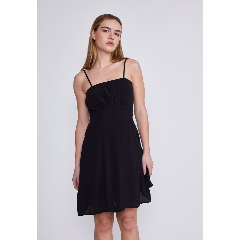 SIOUX - Vestido Mujer Negro Tiritas Sioux