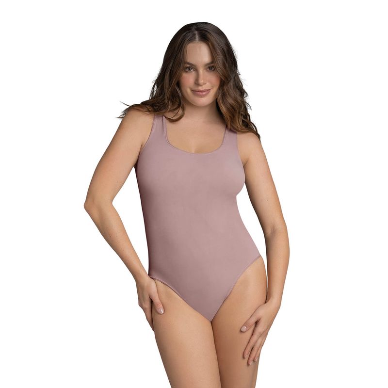 LEONISA - Body invisible silueta colaless control suave de abdomen 018523 Palo de Rosa