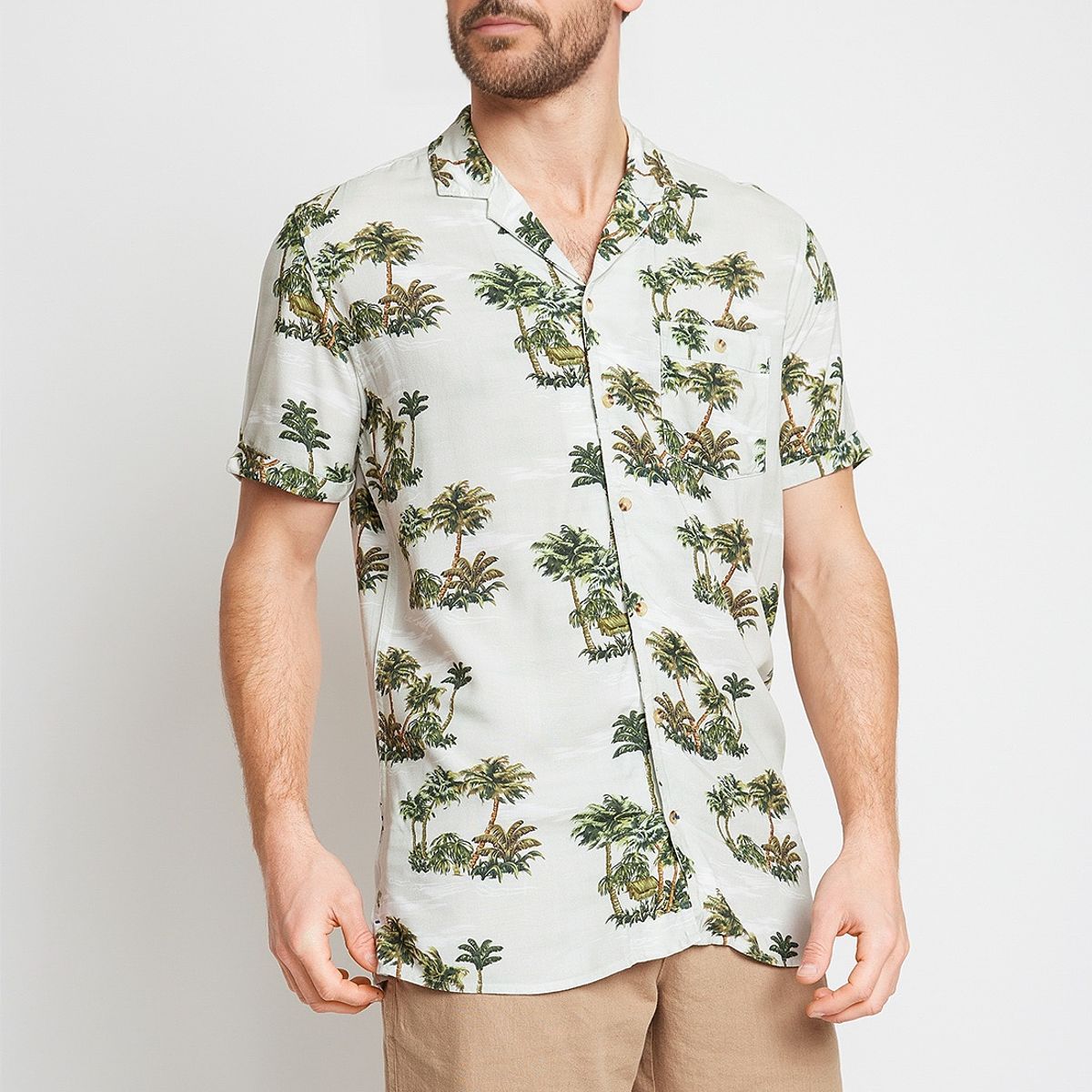 TRIAL - Camisa Manga Corta hombre Casual Relaxed fit Baltazar Viscosa Verde agua