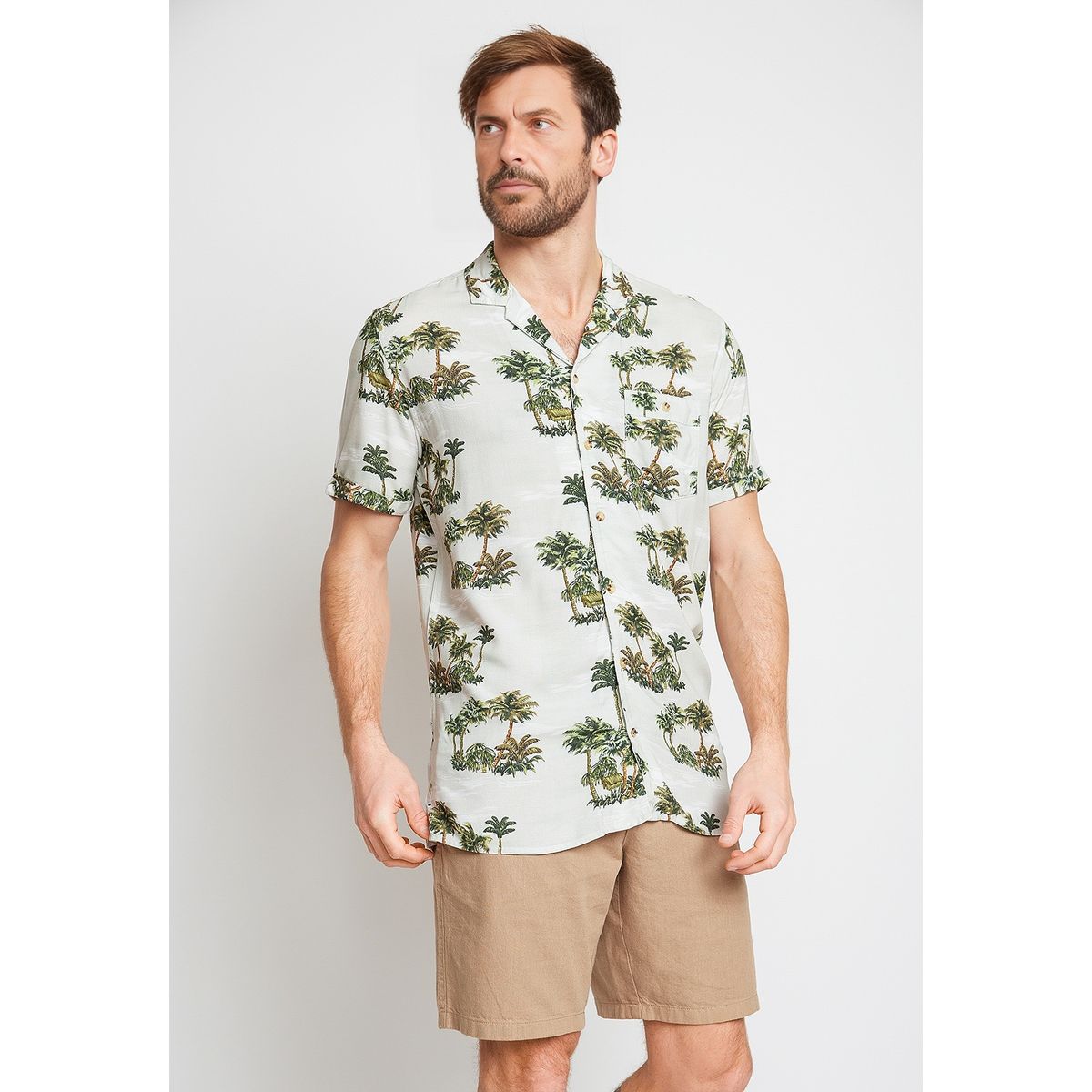 TRIAL - Camisa Manga Corta hombre Casual Relaxed fit Baltazar Viscosa Verde agua