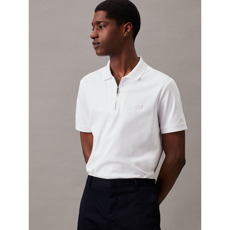CALVIN KLEIN - Polo Smooth Cotton Welt Blanco Calvin Klein