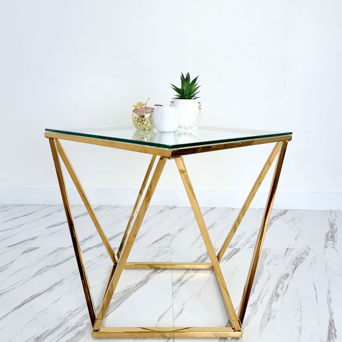 GENERICO - Mesa de centro modelo diamante y vidrio templado 8mm MGR MUEBLES