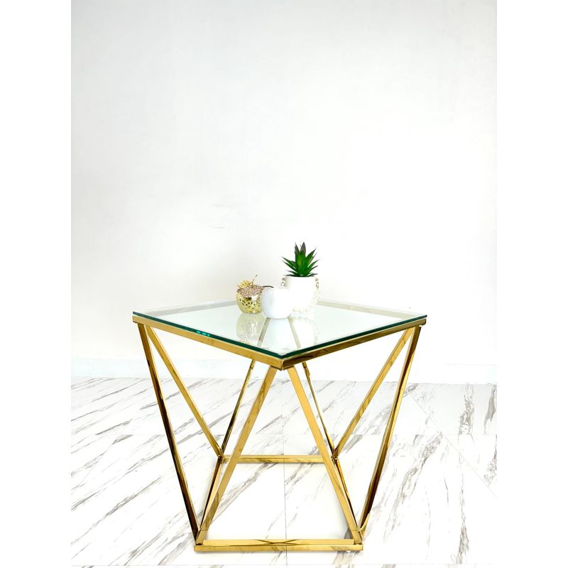GENERICO - Mesa de centro modelo diamante y vidrio templado 8mm MGR MUEBLES