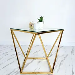 GENERICO - Mesa de centro modelo diamante y vidrio templado 8mm MGR MUEBLES