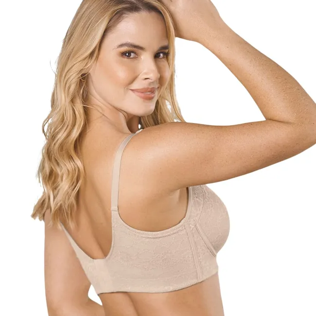 LEONISA - Sostén de realce suave y cubrimiento alto en sisa y espalda Cover bra en encaje 011996 Beige