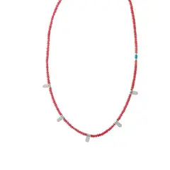 ZAZU - Collar de Coral y Turquesa Plata