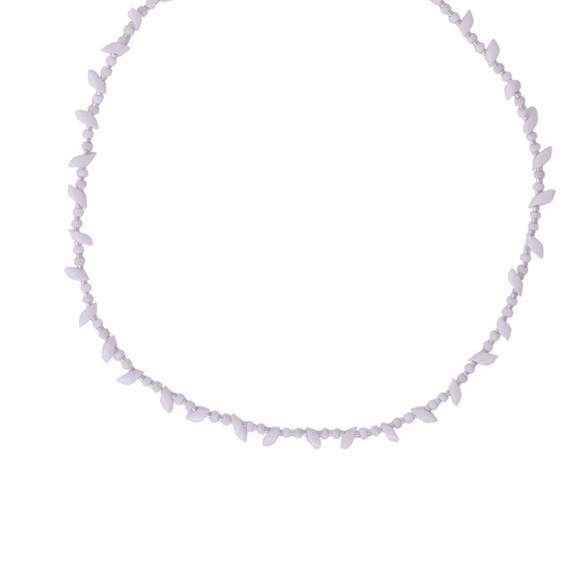 ZAZU - Collar Irregular Blanco y Plateado