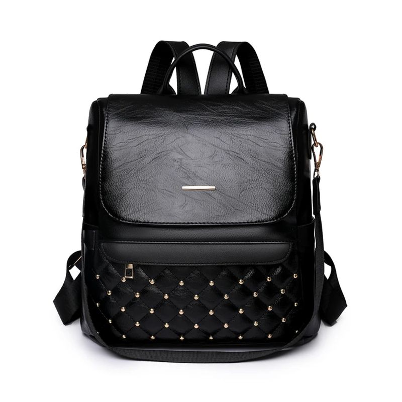 IMPORTCLICK - Mochila Cartera Bolso Antirrobo Ecocuero Impermeable Negro 29x28x13 CM - Negro