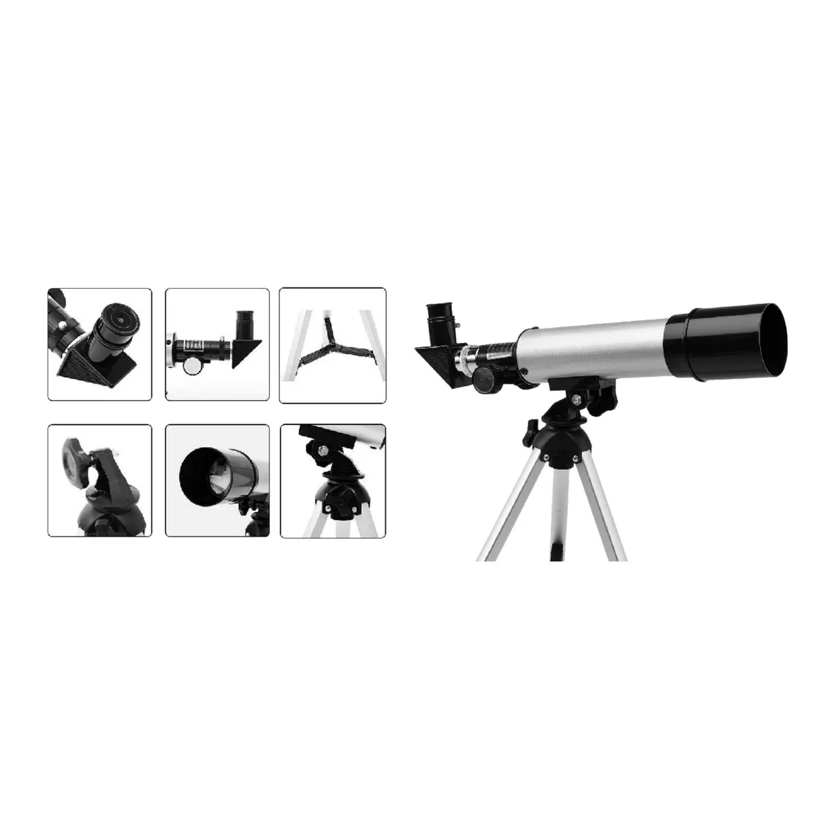 TECNOLAB - Telescopio Astronómico Refractor 90x Con Trípode - SC