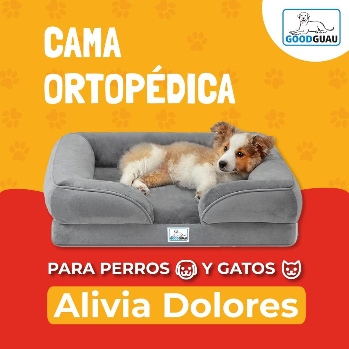 GOODGUAU - Cama Ortopédica GG, 107 cm, XL Gris GOODGUAU