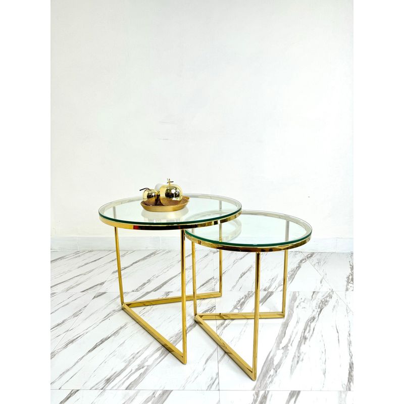 GENERICO - Mesa de centro nido dorado vidrio templado 8mm MGR MUEBLES