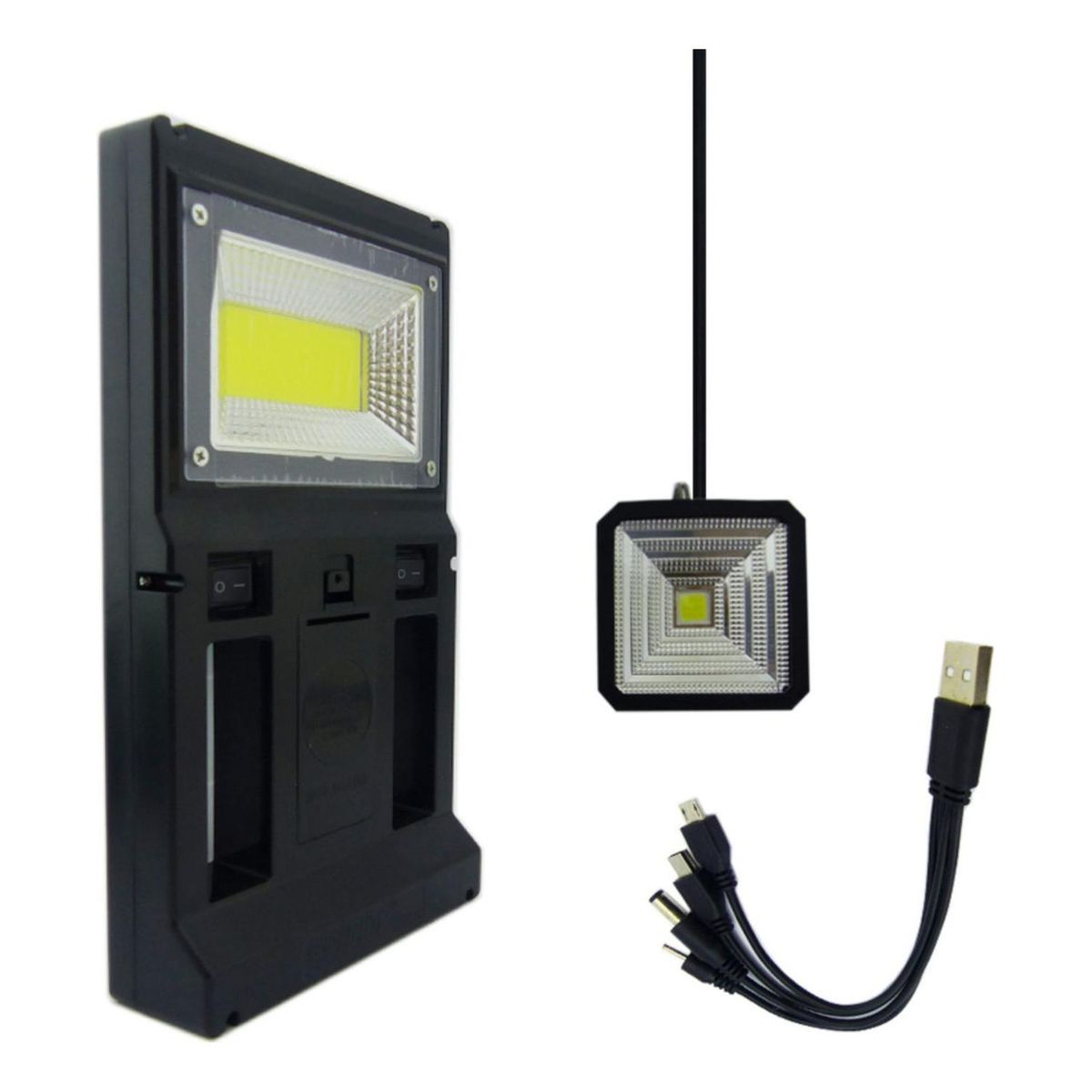 IMPORTCLICK - Kit Solar Emergencia Portátil + Mini Foco LED Recargable IMPORTCLICK