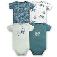 Pack 4 Bodys Niña Manga Corta 100% Algodón Mariposas Azul