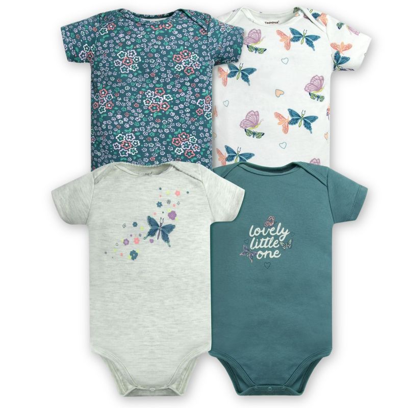 TEDMIMAK - Pack 4 Bodys Niña Manga Corta Tedmimak 100% Algodón Mariposas Azul