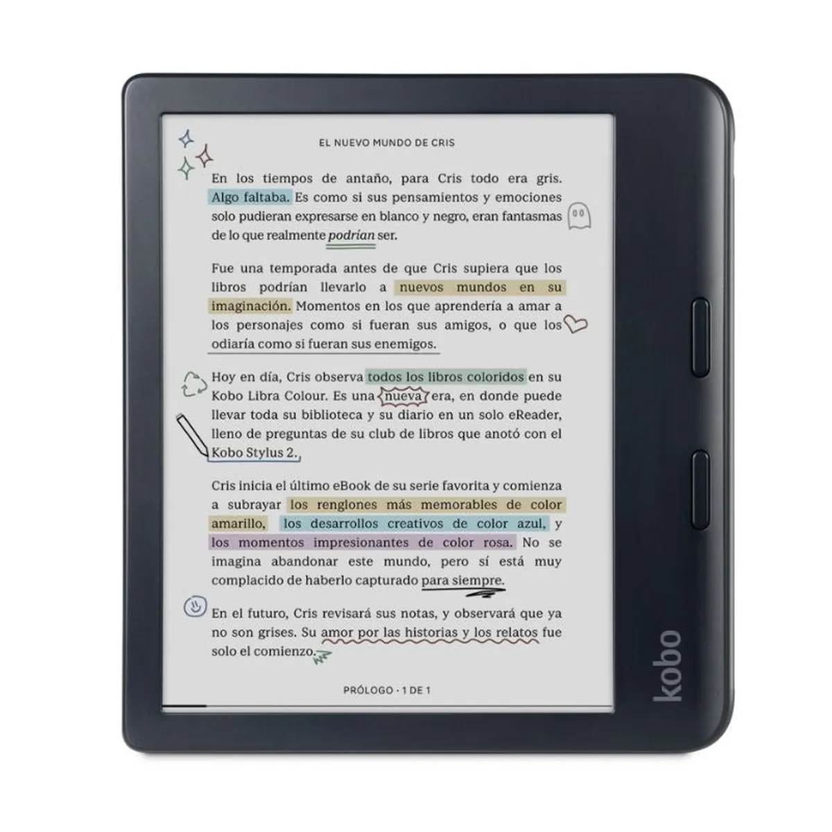 KOBO - Lector eReader Kobo Libra Colour HD 7 Negro + Funda Transparente