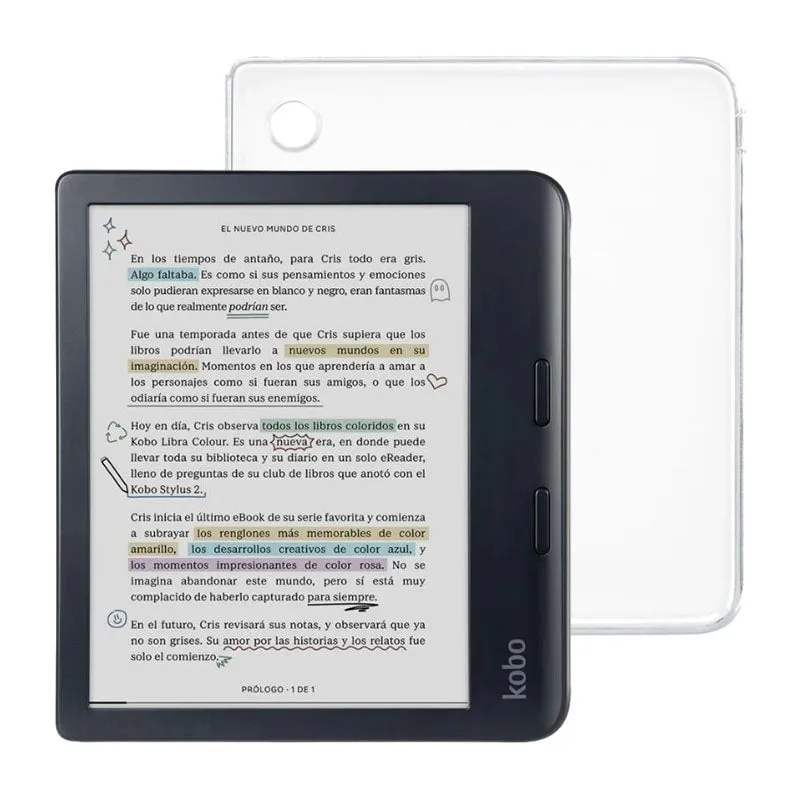 KOBO - Lector eReader Kobo Libra Colour HD 7 Negro + Funda Transparente