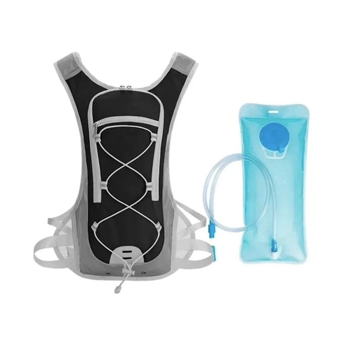 GENERICO - Mochila Camell Ciclismo Running+Bolsa Hidratacion 2 Lt Negro