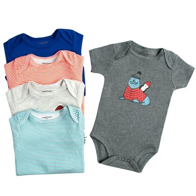 Imagen 2 del producto Pack 5 Bodys Niño Manga Corta 100% Algodón Puercoespín Azul