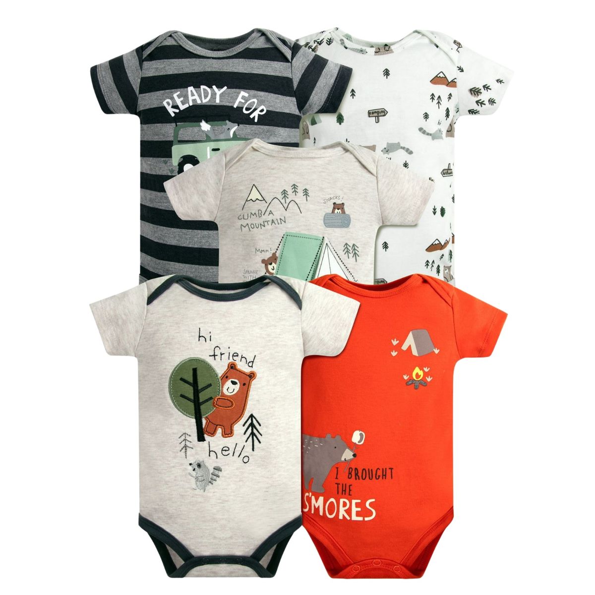 TEDMIMAK - Pack 5 Bodys Niño Manga Corta Tedmimak 100% Algodón Oso Amistoso