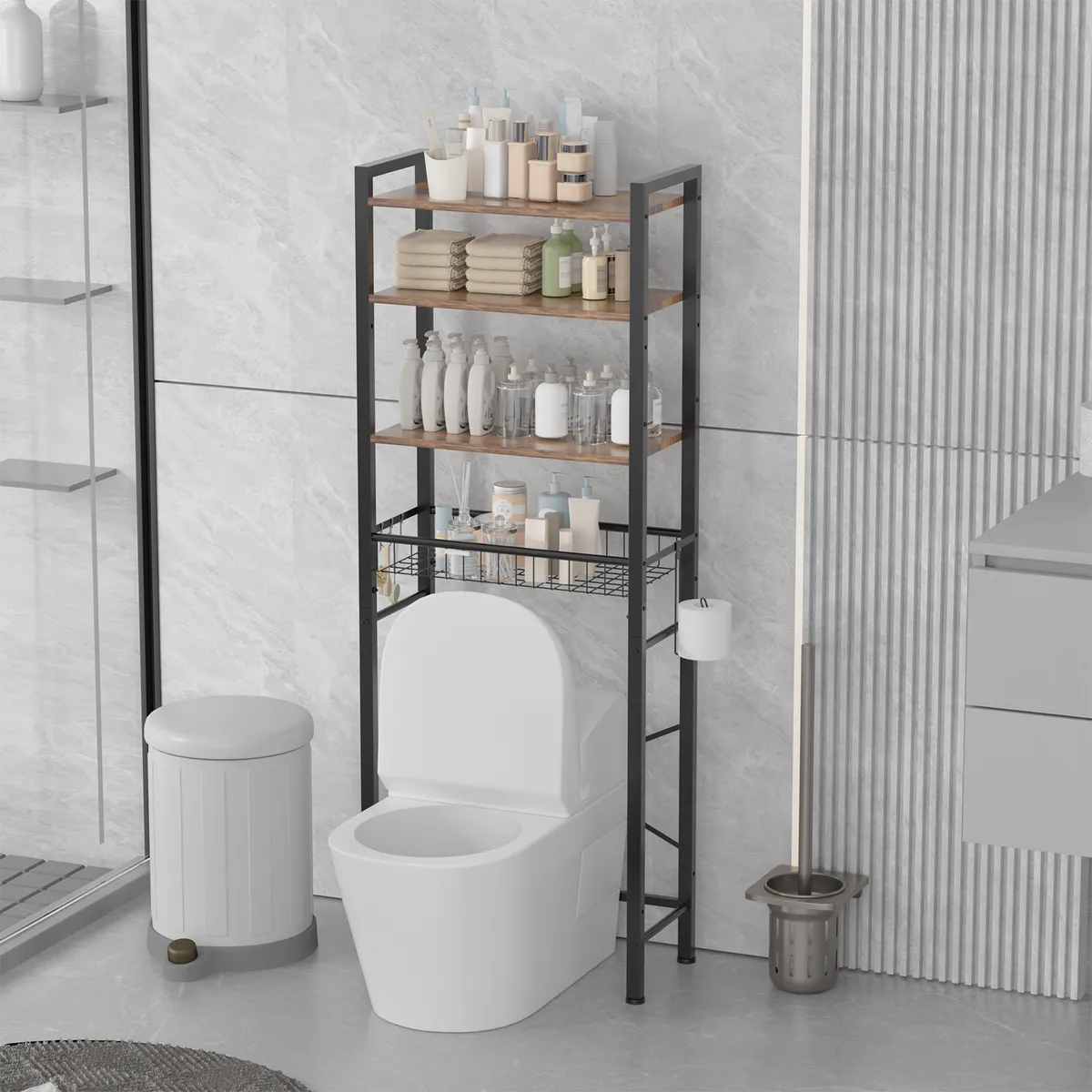 AIZO - Estante Mueble Organizador De Baño 4 Niveles Repisa