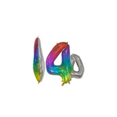 GENERICO - Globo Metálico Número 4 Multicolor 16 Pulgadas