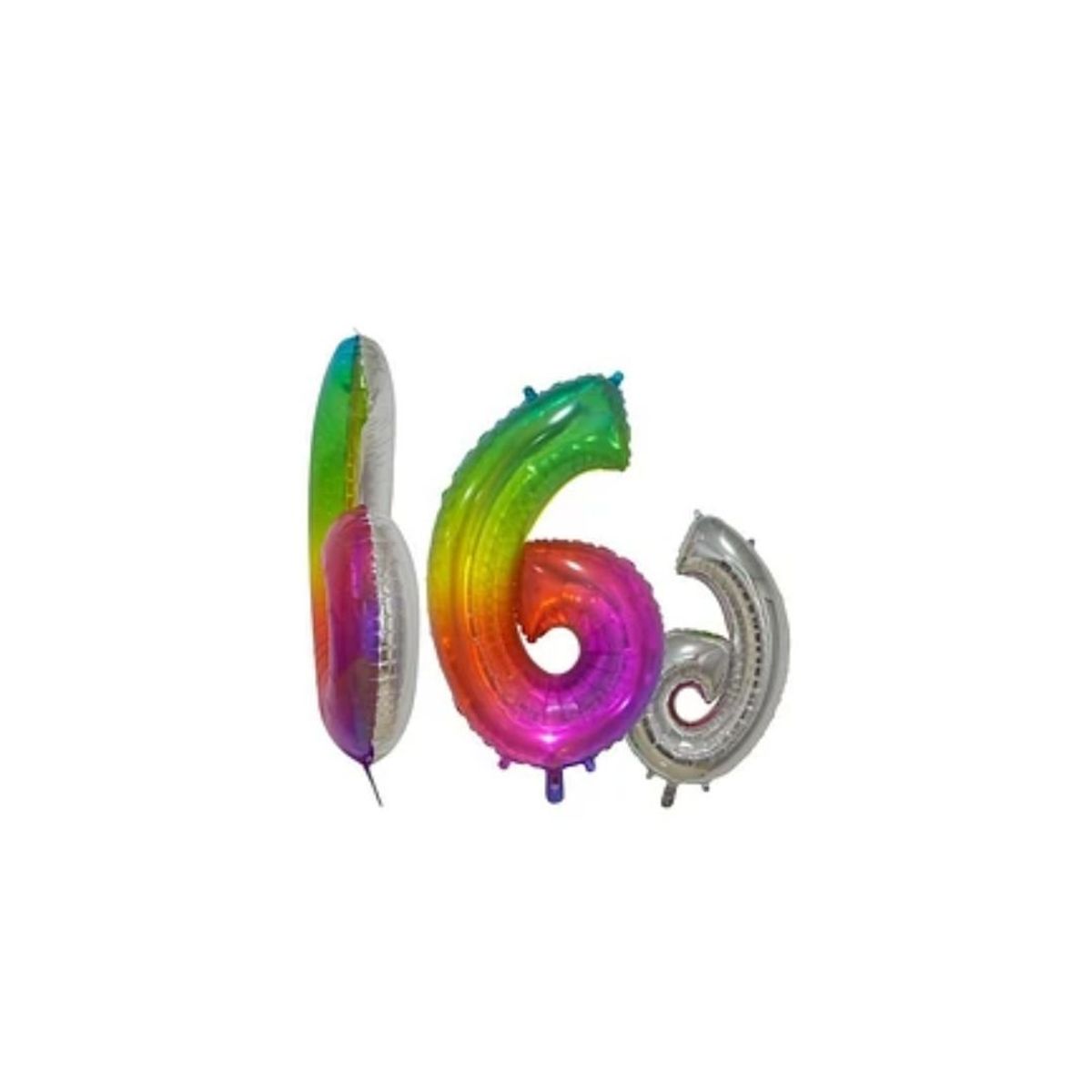 GENERICO - Globo Metálico Número 6 Multicolor 16 Pulgadas
