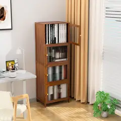AIZO - Estantería Estrecha Alta 4 Estantes Con Puertas Transparente