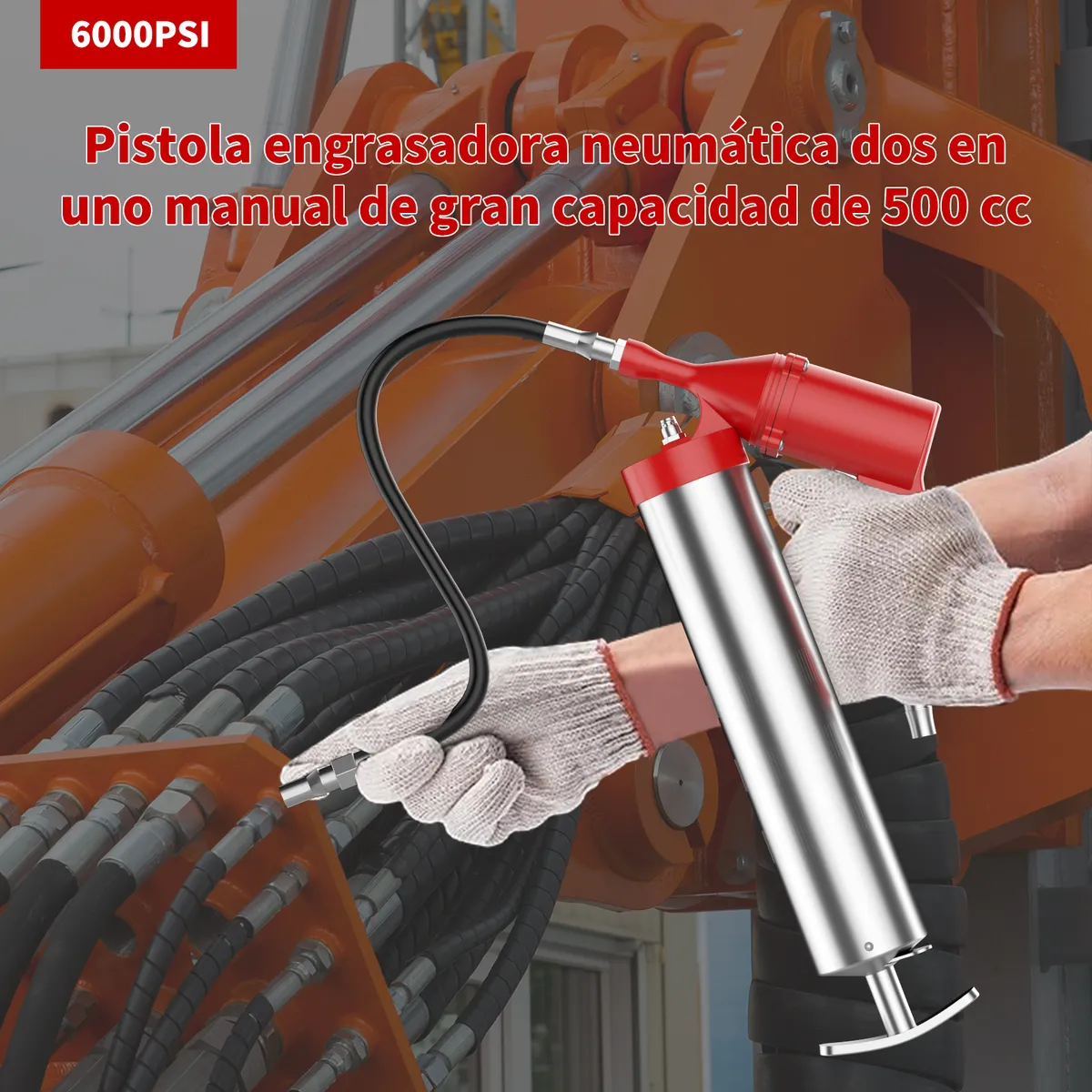 AIZO - 8 pcs 500cc Engrasadora puede ser manual  neumática  6000PSI