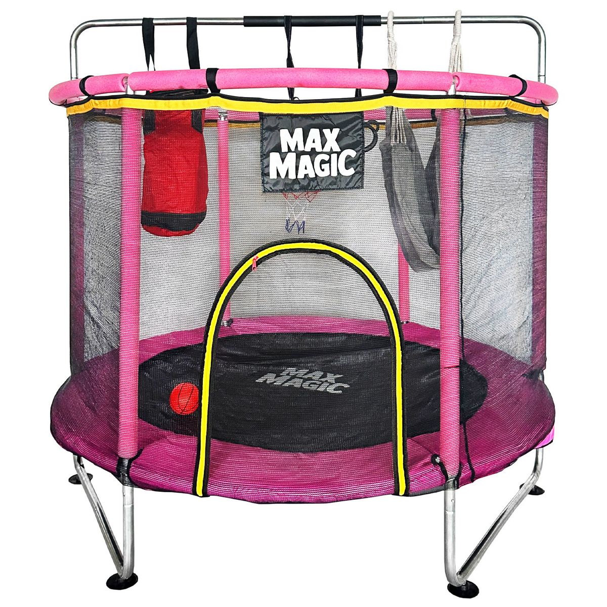 MAX MAGIC - Cama Elástica Infantil Rosada con Accesorios 150 cm