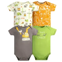 Pack 4 Bodys Niño Manga Corta 100% Algodón Estampado Amarillo