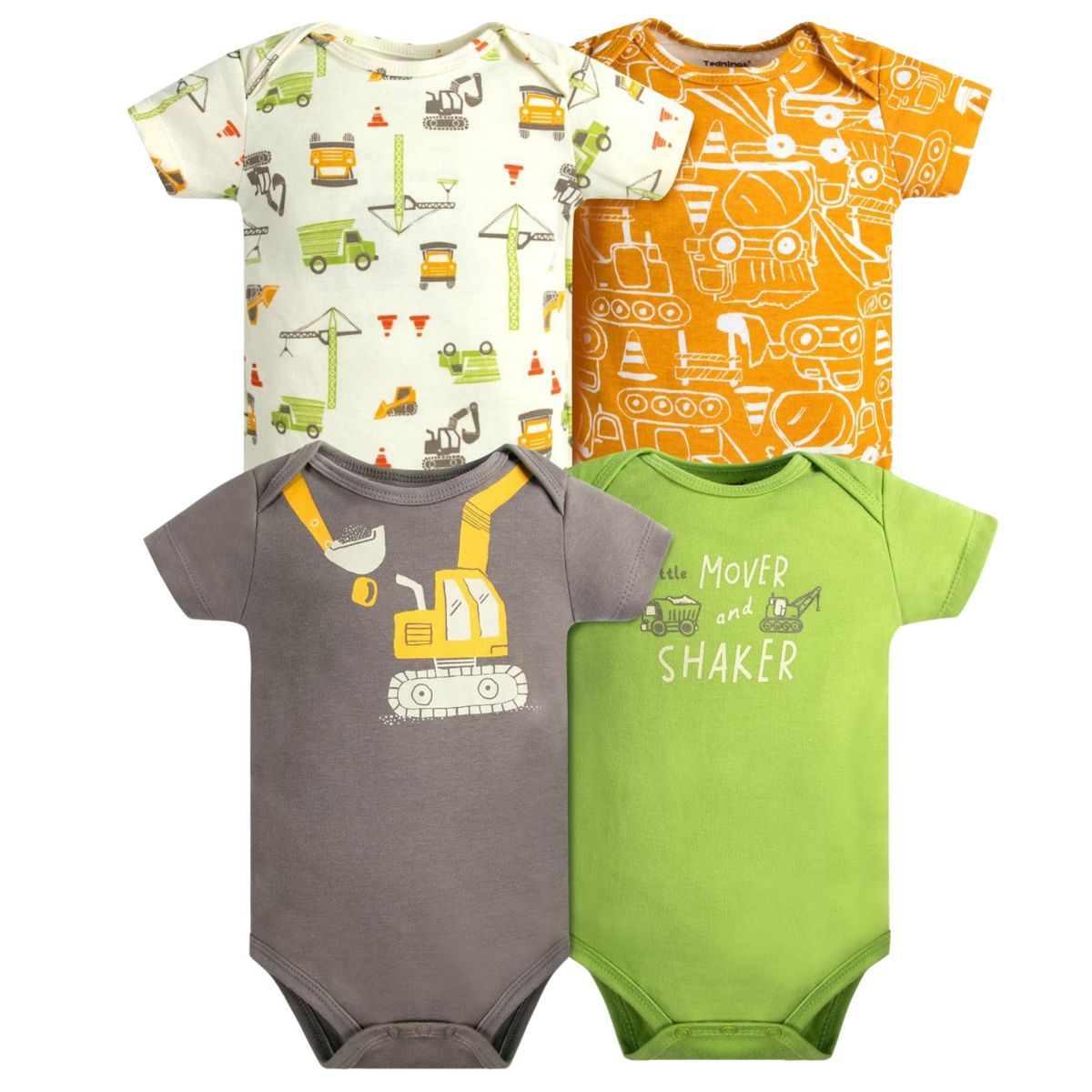 TEDMIMAK - Pack 4 Bodys Niño Manga Corta Tedmimak 100% Algodón Estampado Amarillo