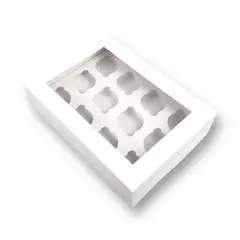 GENERICO - Pack 10 Cajas Para 12 Cupcakes Con Visor/ventana Y Separador