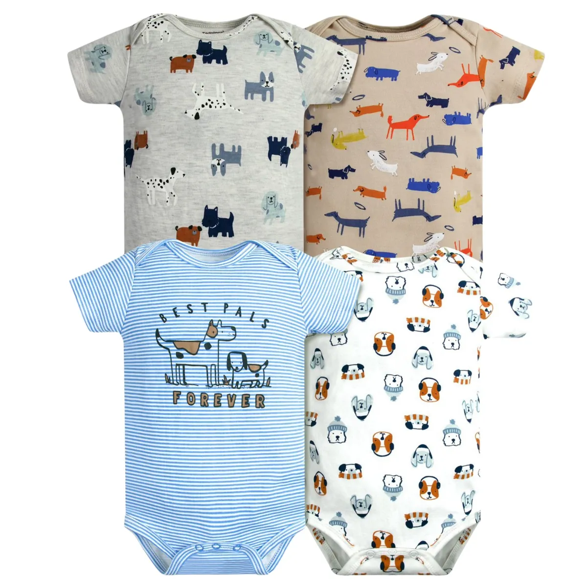 TEDMIMAK - Pack 4 Bodys Niño Manga Corta Tedmimak 100% Cachorros Azul