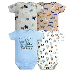 TEDMIMAK - Pack 4 Bodys Niño Manga Corta 100% Cachorros Azul