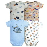 Pack 4 Bodys Niño Manga Corta 100% Cachorros Azul