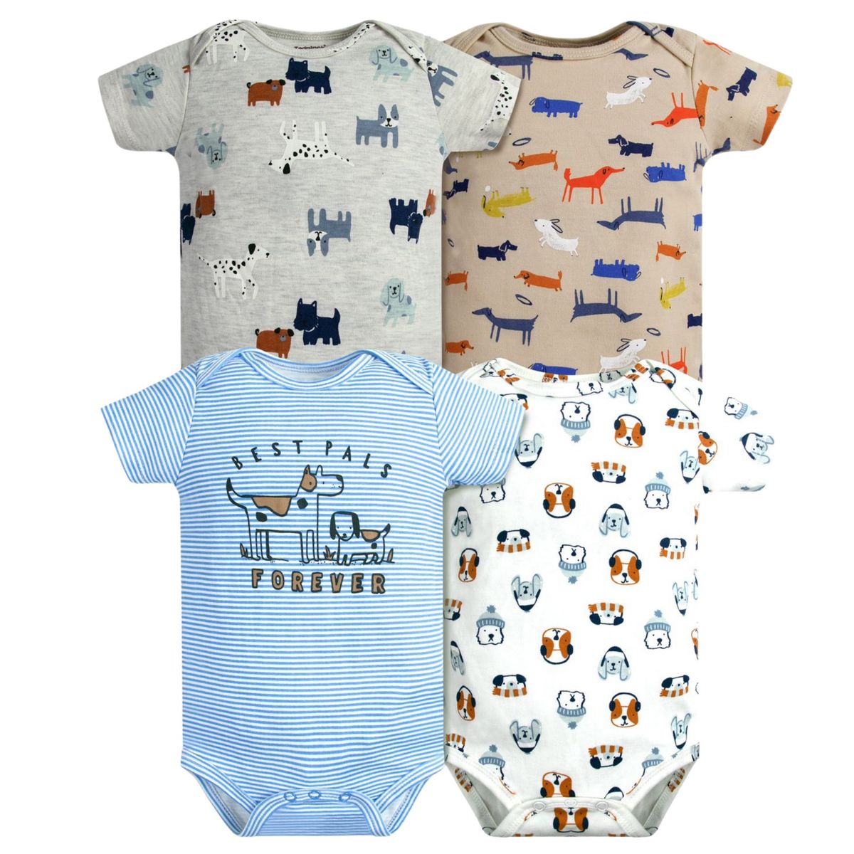 TEDMIMAK - Pack 4 Bodys Niño Manga Corta Tedmimak 100% Cachorros Azul