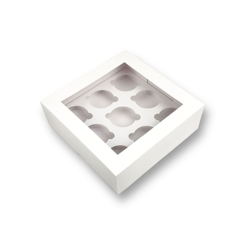 GENERICO - Pack 10 Cajas Para 9 Cupcakes Con Visor/ventana Y Separador