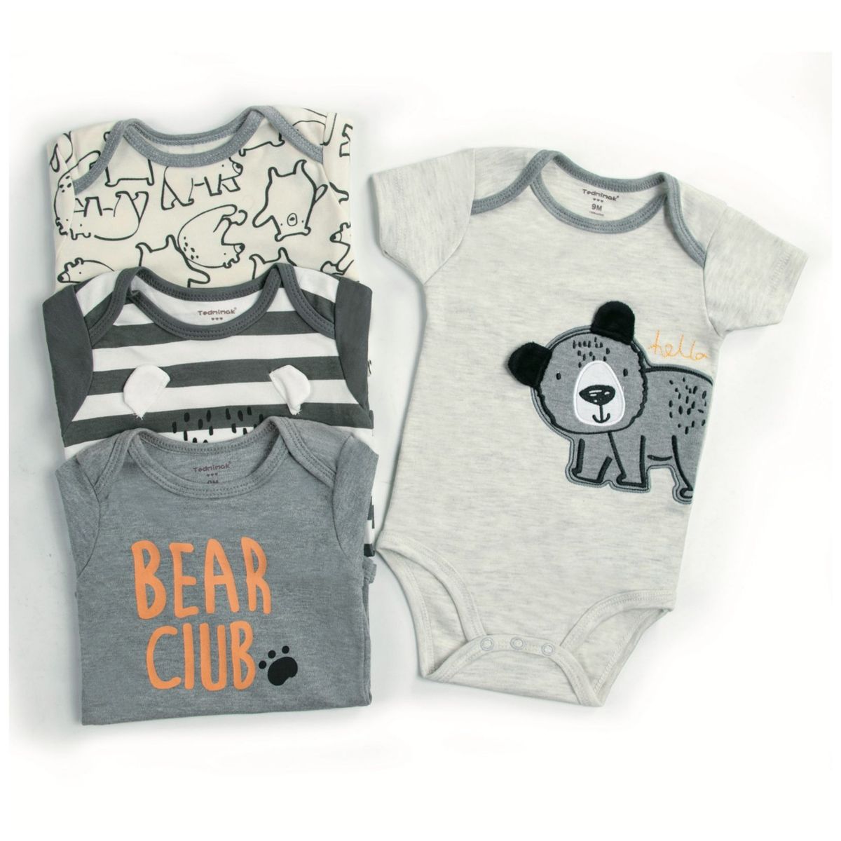TEDMIMAK - Pack 4 Bodys Niño Manga Corta Tedmimak 100% Bear Club