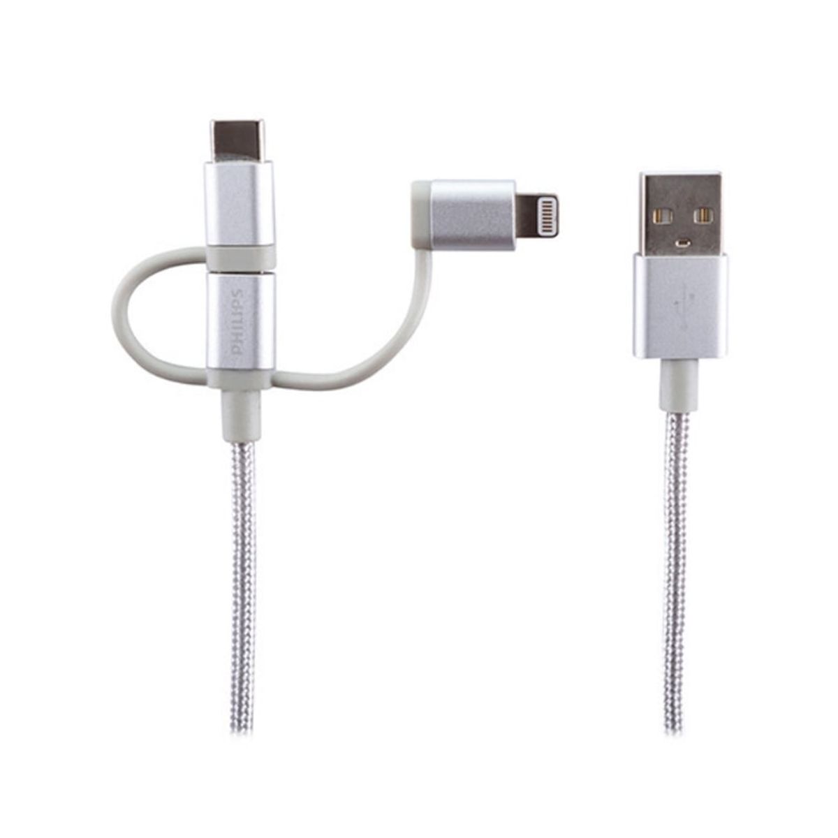 PHILIPS - Cable Philips DLC260 3 en 1 Micro USB Lightning USB-C PHILIPS