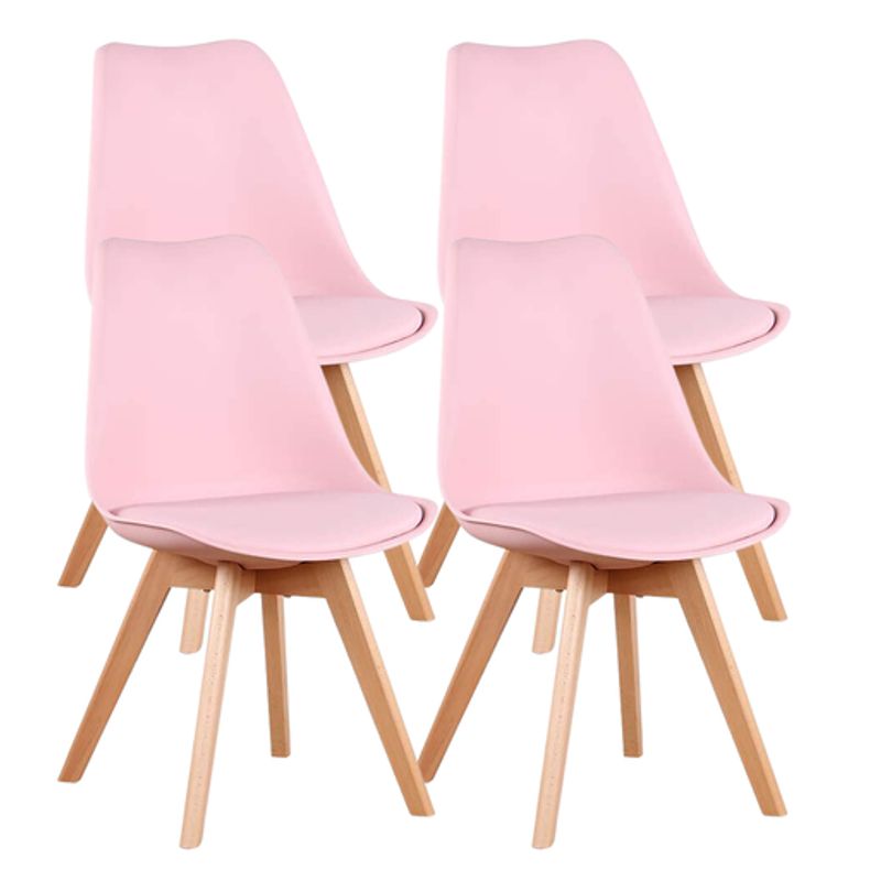 GENERICO - Pack de 4 sillas de comedor acolchada Tulip Rosada
